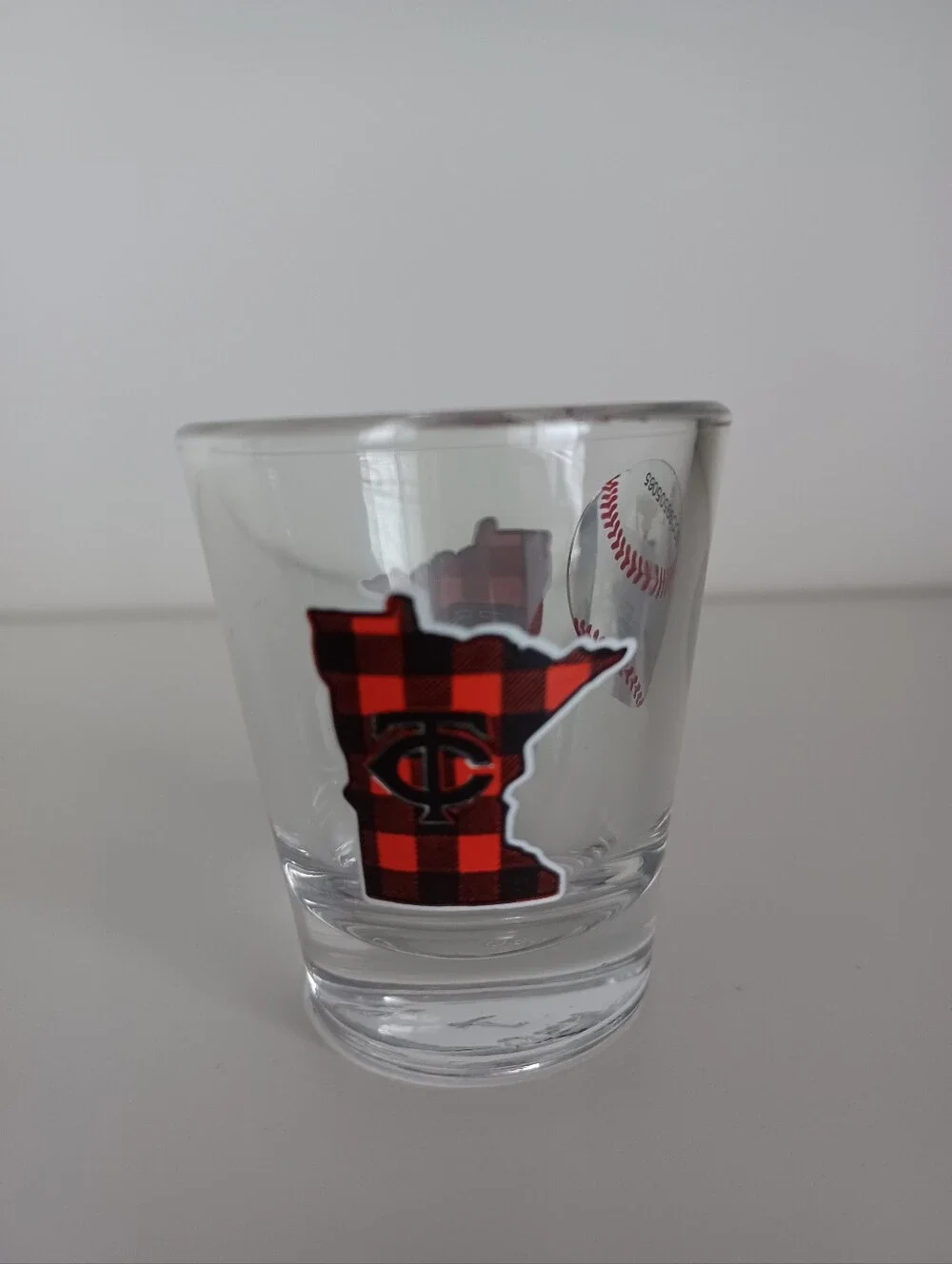 MLB MN Twins Baseball‎ Plaid Clear Shot Glass Barware Drinkware Collectible